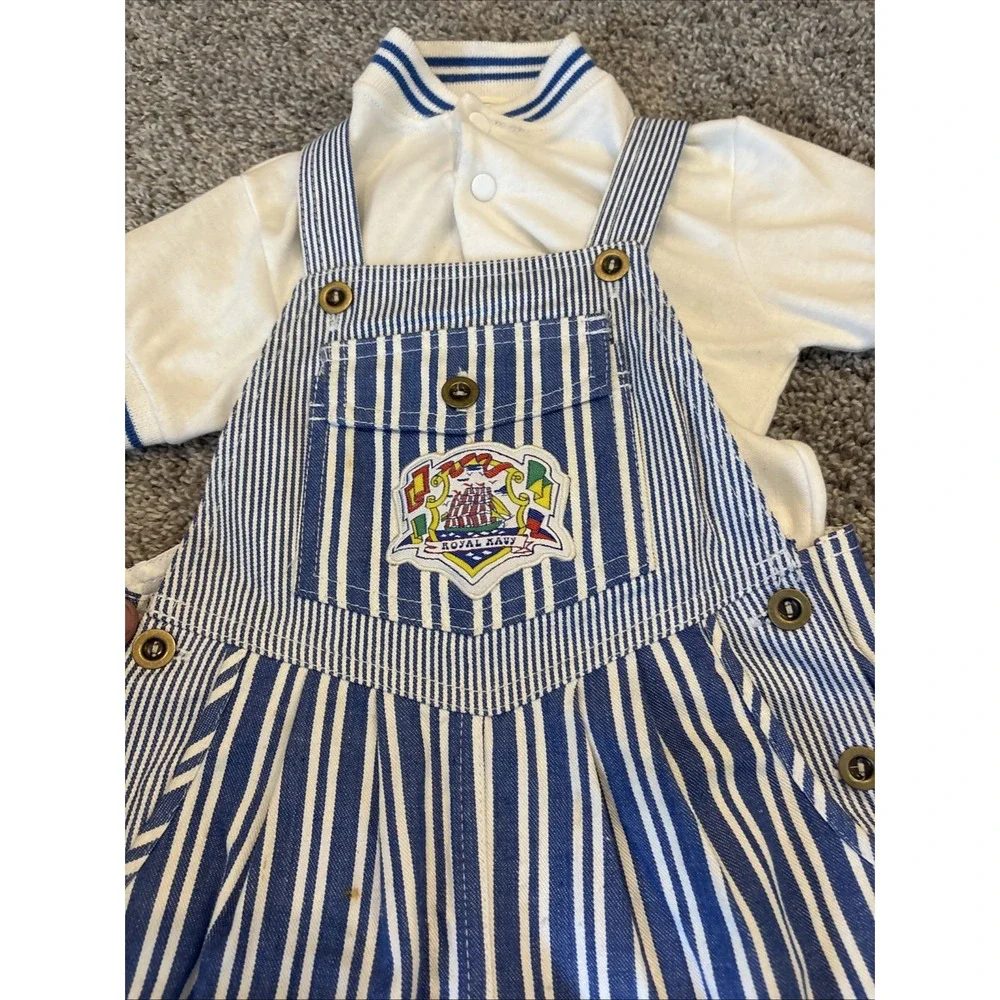Vintage Overalls 3T Bibs Pinstripe Railroad Kids Toddler Stripe 